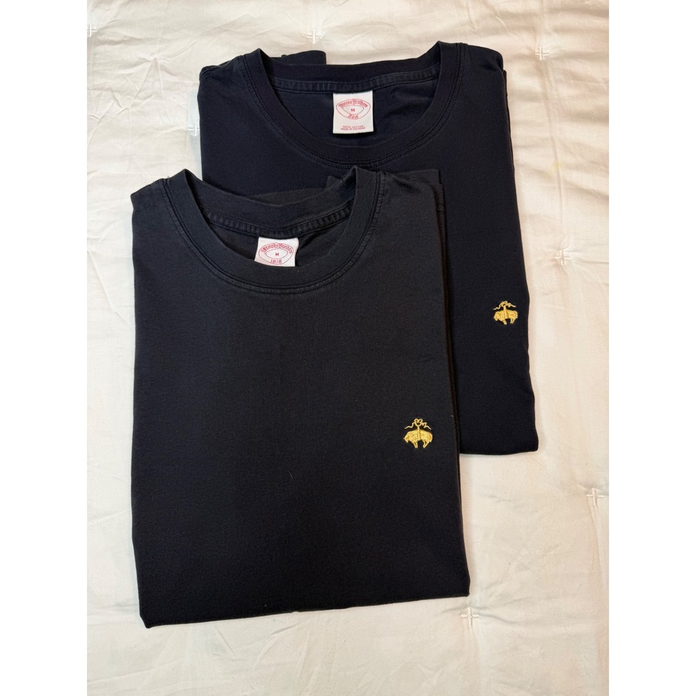 Brooks Brothers Mens Navy Blue Cotton Golden Fleece Logo T-Shirt Lot of 2 Medium